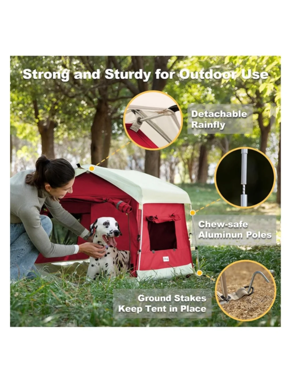 NEW Dog Tent Cotton Fabric Aluminum Poles Camping Mat Cooling Weatherproof Large